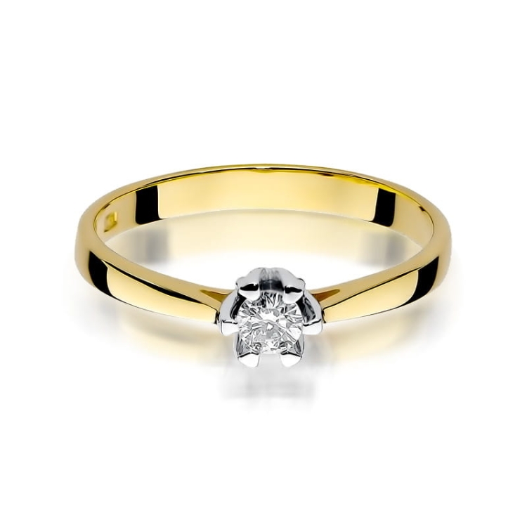 Pierścionek zaręczynowy z żółtego złota z brylantem 0,12ct Fire Of Love