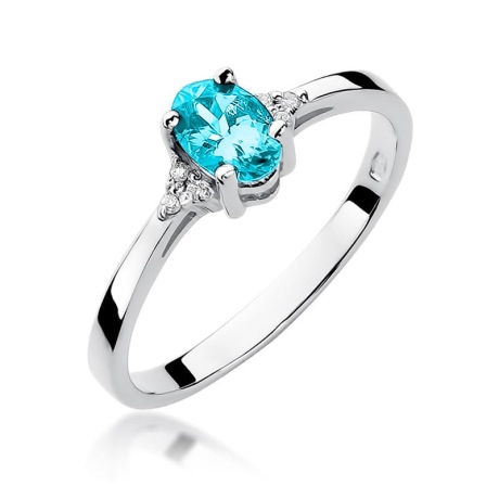 Przejdź do produktu Pierścionek zaręczynowy z białego złota z topazem i diamentami 0,05ct Fire Of Love