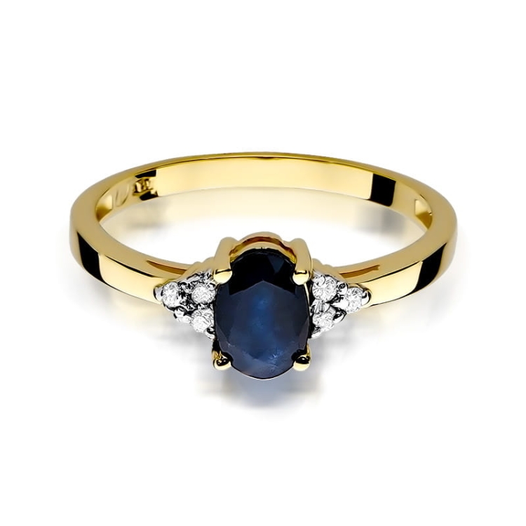 Pierścionek zaręczynowy z żółtego złota z szafirem i diamentami 0,05ct Fire Of Love