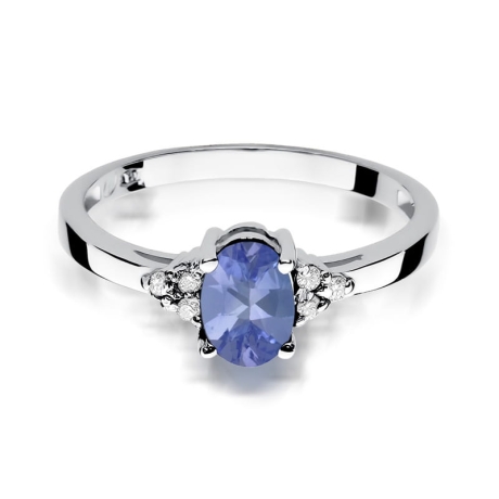 Przejdź do produktu Pierścionek zaręczynowy z białego złota z tanzanitem i diamentami 0,05ct Fire Of Love 