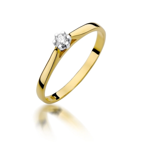 Przejdź do produktu Pierścionek zaręczynowy z żółtego złota z diamentem 0,09ct Fire Of Love 