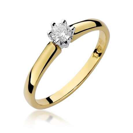 Przejdź do produktu Pierścionek zaręczynowy z żółtego złota z diamentem 0,20ct Fire Of Love 