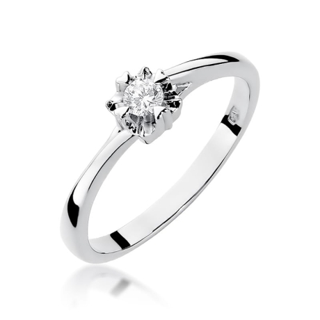Przejdź do produktu Pierścionek zaręczynowy z białego złota z diamentem 0,10ct Fire Of Love 