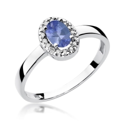 Pierścionek zaręczynowy z białego złota z tanzanitem i diamentami 0,08ct Fire Of Love