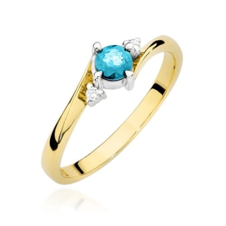 Przejdź do produktu Pierścionek zaręczynowy z żółtego złota z topazem i diamentami 0,03ct Fire Of Love