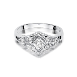 Pierścionek zaręczynowy z białego złota z brylantami 0,19ct Fire Of Love