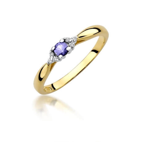 Przejdź do produktu Pierścionek zaręczynowy z żółtego złota z tanzanitem i diamentami 0,03ct Fire Of Love 
