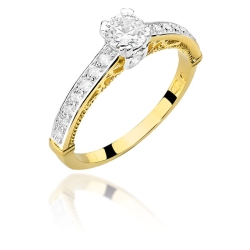 Pierścionek zaręczynowy z żółtego złota z diamentami 0,56ct Fire Of Love