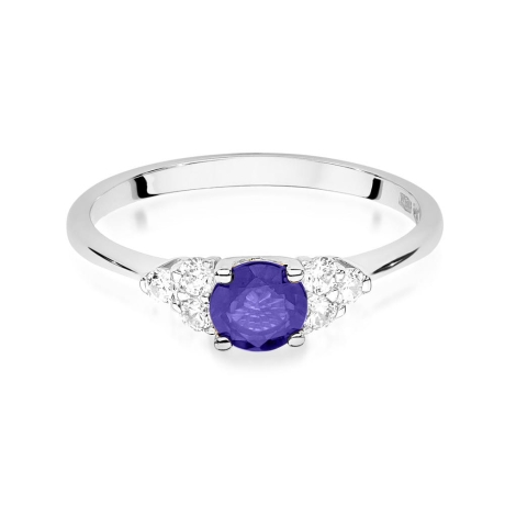 Przejdź do produktu Pierścionek zaręczynowy z białego złota z tanzanitem i diamentami 0,18ct Fire Of Love 
