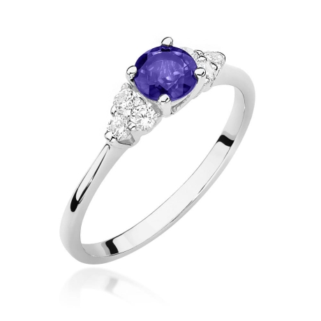 Przejdź do produktu Pierścionek zaręczynowy z białego złota z tanzanitem i diamentami 0,18ct Fire Of Love 