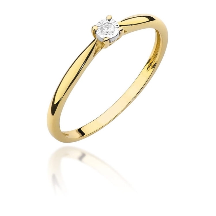 Pierścionek zaręczynowy z żółtego złota z diamentem 0,01ct Fire Of Love