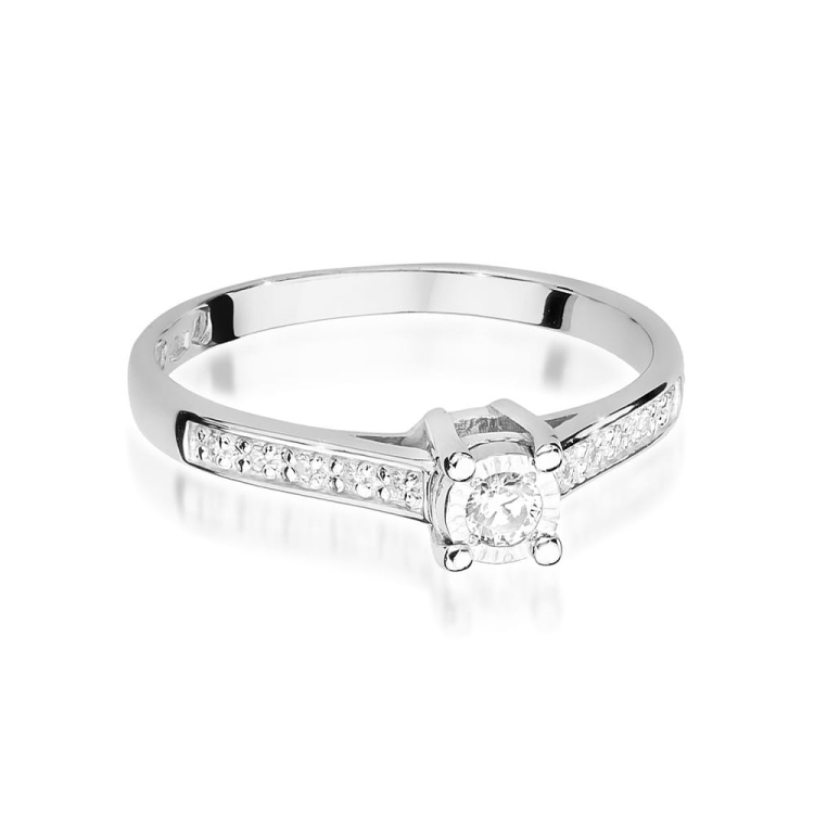 Pierścionek zaręczynowy z białego złota z brylantami 0,13ct Fire Of Love