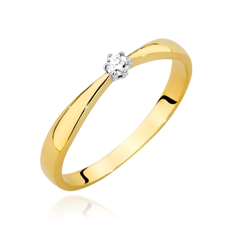 Pierścionek zaręczynowy z żółtego złota z diamentem 0,04ct Fire Of Love