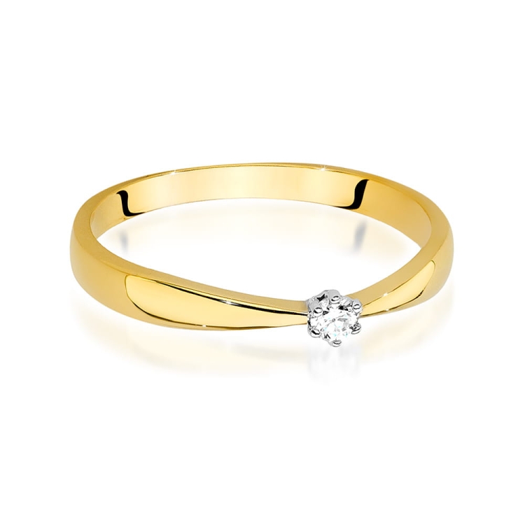 Pierścionek zaręczynowy z żółtego złota z diamentem 0,04ct Fire Of Love
