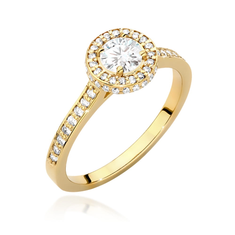 Pierścionek zaręczynowy z żółtego złota z diamentami 0,76ct Fire Of Love
