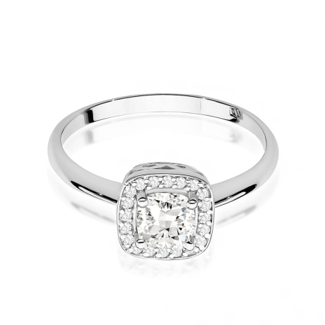 Przejdź do produktu Pierścionek zaręczynowy z białego złota z białym szafirem i diamentami 0,10ct Fire Of Love 