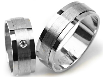 Obrączki ślubne z białego złota płaskie z cyrkonią 7mm Premium P-ANTHEA-b