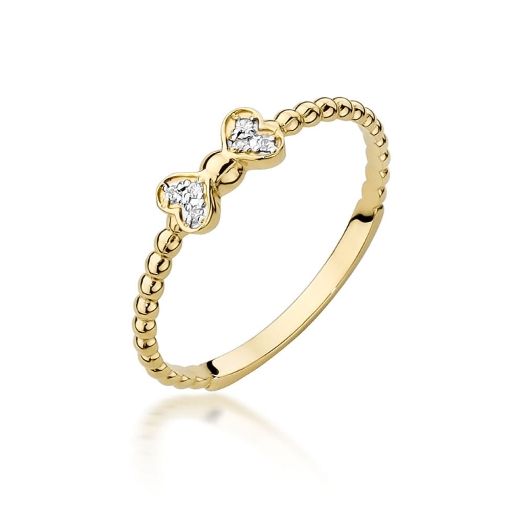 Pierścionek zaręczynowy z żółtego złota z diamentami 0,03ct Fire Of Love