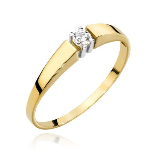 Pierścionek zaręczynowy z żółtego złota z diamentem 0,08ct Fire Of Love