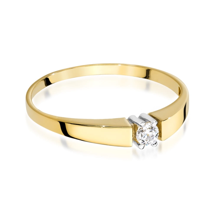 Pierścionek zaręczynowy z żółtego złota z diamentem 0,08ct Fire Of Love