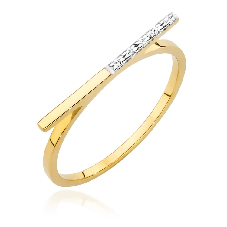 Pierścionek zaręczynowy z żółtego złota z diamentami 0,025ct Fire Of Love