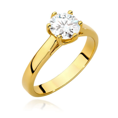 Przejdź do produktu Pierścionek zaręczynowy z żółtego złota z diamentem 1,00ct Fire Of Love 