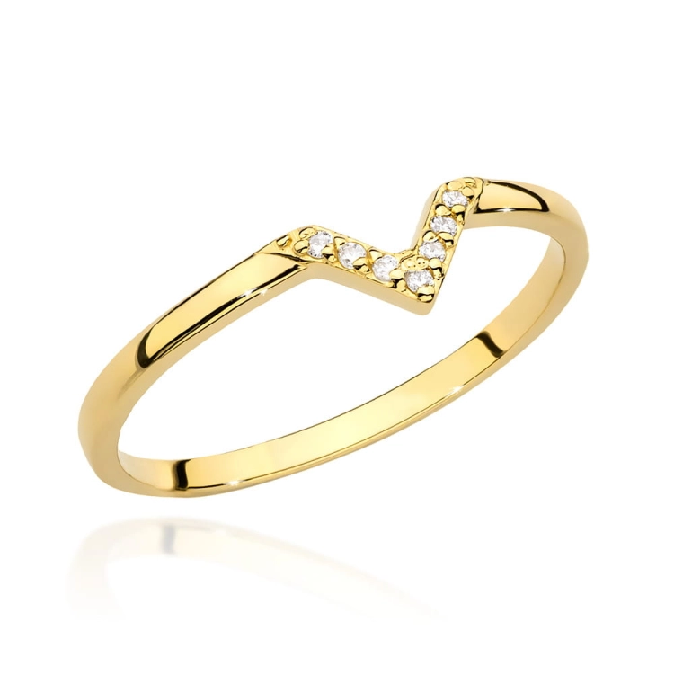 Pierścionek zaręczynowy z żółtego złota z diamentami 0,04ct Fire Of Love