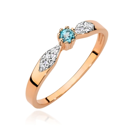 Przejdź do produktu Pierścionek zaręczynowy z różowego złota z topazem i diamentami 0,06ct Fire Of Love 