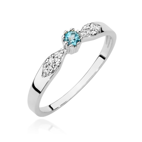 Przejdź do produktu Pierścionek zaręczynowy z białego złota z topazem i diamentami 0,06ct Fire Of Love 