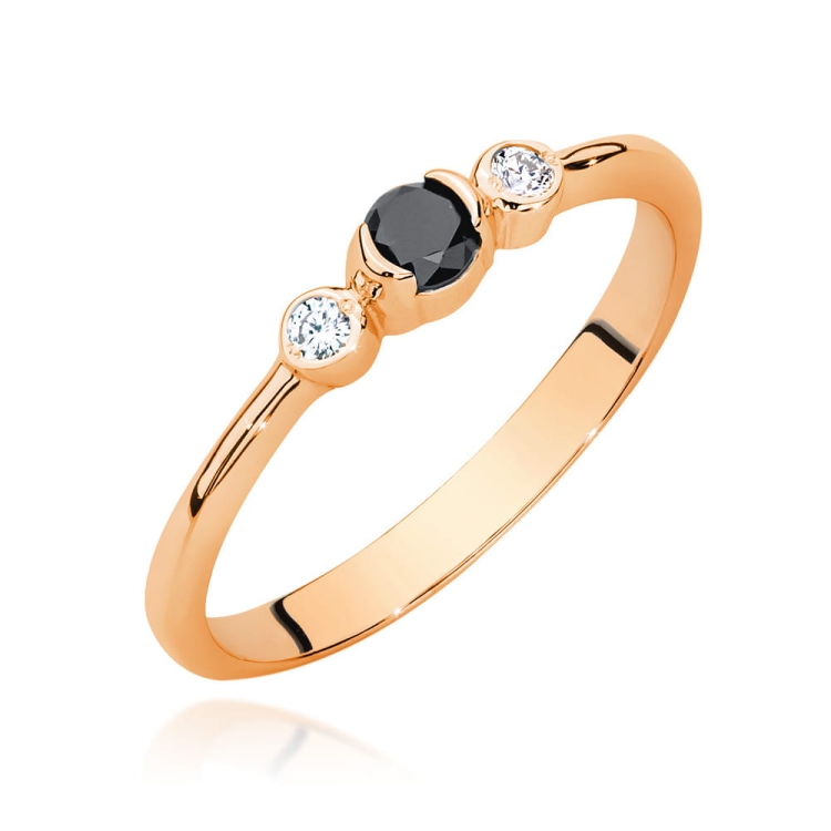 Pierścionek zaręczynowy z różowego złota z czarnym diamentem i diamentami 0,06ct Fire Of Love