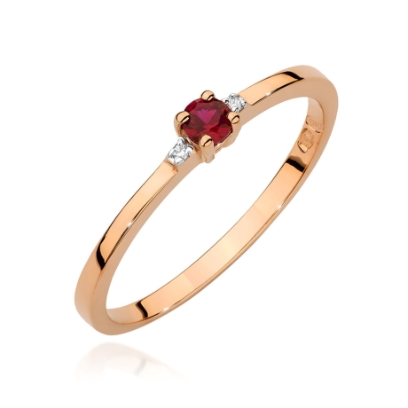 Przejdź do produktu Pierścionek zaręczynowy z różowego złota z rubinem i diamentami 0,01ct Fire Of Love