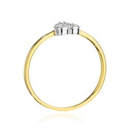 Pierścionek zaręczynowy z żółtego złota z diamentami 0,10ct serce Fire Of Love