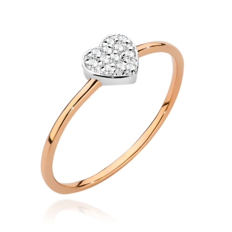Przejdź do produktu Pierścionek zaręczynowy z różowego złota z diamentami 0,10ct serce Fire Of Love