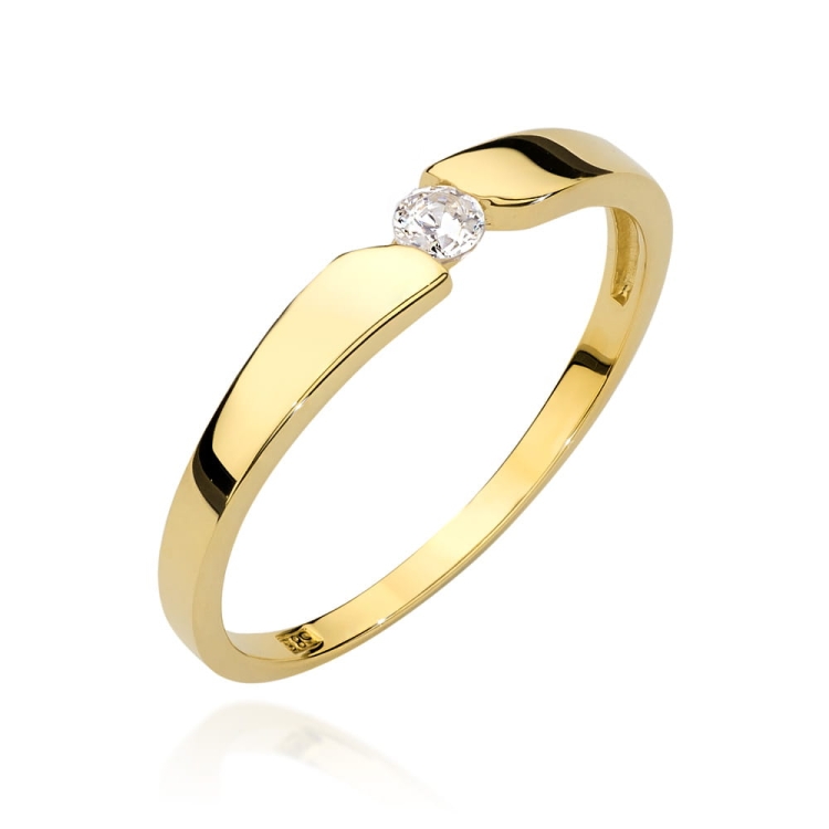 Pierścionek zaręczynowy z żółtego złota z brylantem 0,08ct Fire Of Love