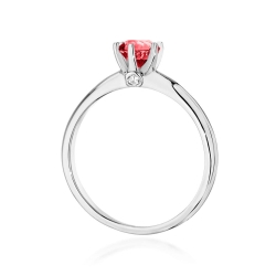 Pierścionek zaręczynowy z białego złota z rubinem i diamentami 0,04ct Fire Of Love