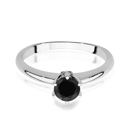 Przejdź do produktu Pierścionek zaręczynowy z białego złota z czarnym diamentem i diamentami 0,04ct Fire Of Love 