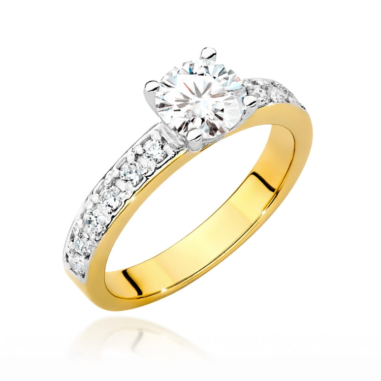 Pierścionek zaręczynowy z żółtego złota z centralnym diamentem 0,70ct Fire Of Love