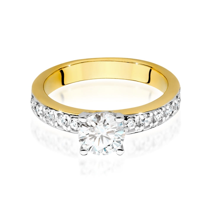 Pierścionek zaręczynowy z żółtego złota z centralnym diamentem 0,70ct Fire Of Love