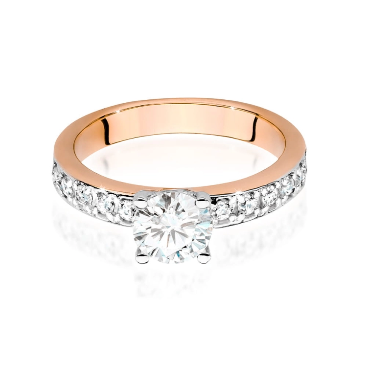 Pierścionek zaręczynowy z różowego złota z centralnym diamentem 0,70ct Fire Of Love