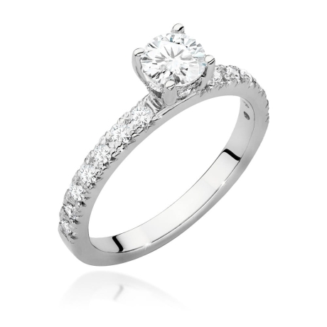 Przejdź do produktu Pierścionek zaręczynowy z białego złota z centralnym diamentem 0,50ct Fire Of Love