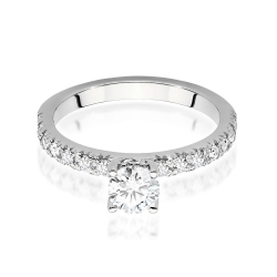 Pierścionek zaręczynowy z białego złota z centralnym diamentem 0,50ct Fire Of Love
