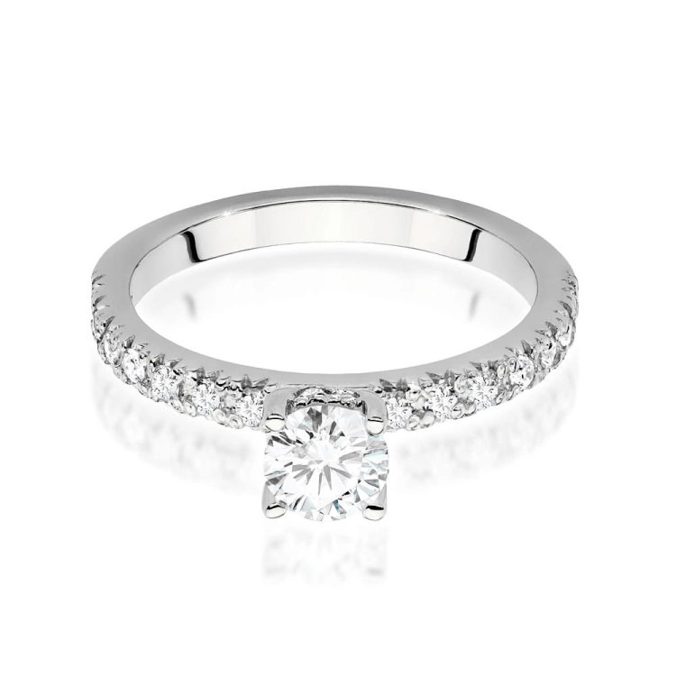 Pierścionek zaręczynowy z białego złota z centralnym diamentem 0,50ct Fire Of Love