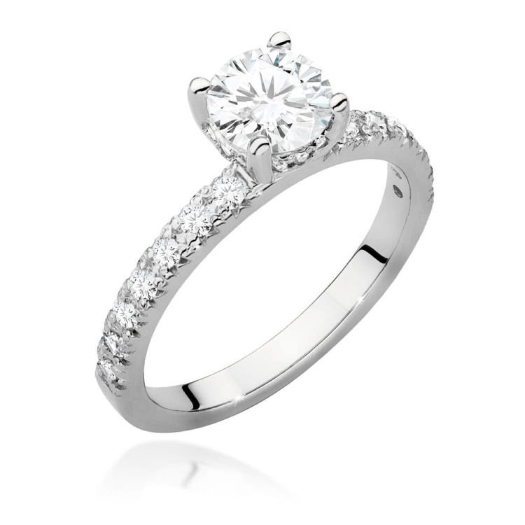 Pierścionek zaręczynowy z białego złota z centralnym diamentem 0,70ct Fire Of Love