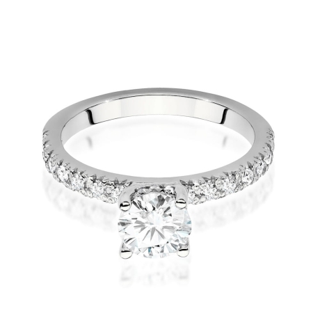 Przejdź do produktu Pierścionek zaręczynowy z białego złota z centralnym diamentem 0,70ct Fire Of Love