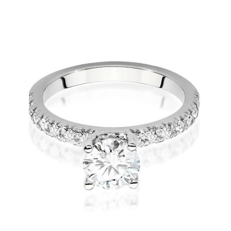 Przejdź do produktu Pierścionek zaręczynowy z białego złota z centralnym diamentem 1,00ct Fire Of Love 