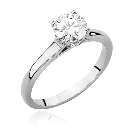 Przejdź do produktu Pierścionek zaręczynowy z białego złota z centralnym diamentem 0,70ct Fire Of Love