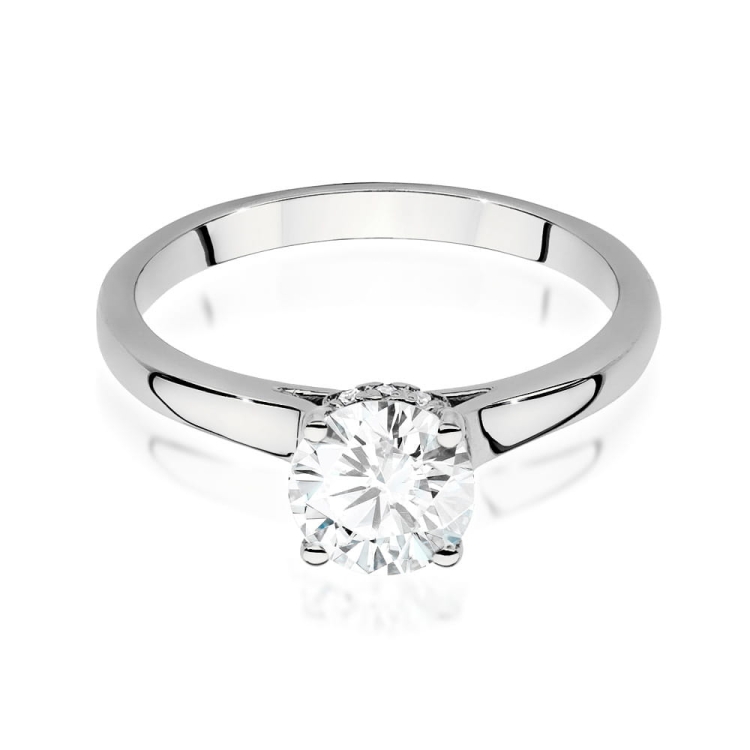 Pierścionek zaręczynowy z białego złota z centralnym diamentem 1,00ct Fire Of Love
