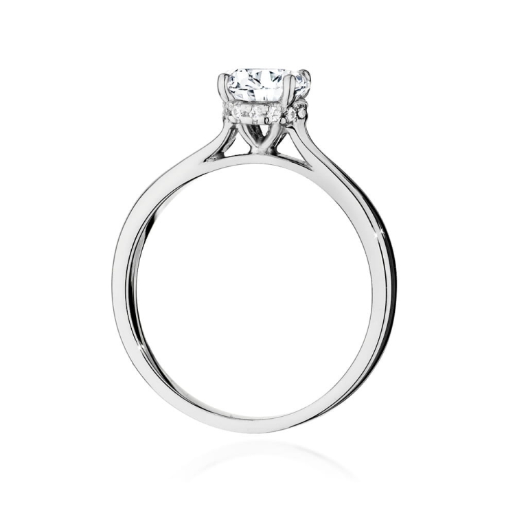 Pierścionek zaręczynowy z białego złota z centralnym diamentem 1,00ct Fire Of Love