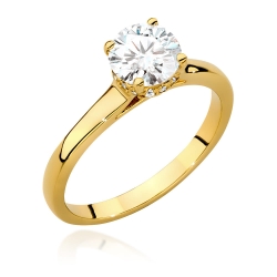 Pierścionek zaręczynowy z żółtego złota z centralnym diamentem 1,00ct Fire Of Love