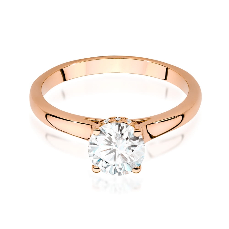 Pierścionek zaręczynowy z różowego złota z centralnym diamentem 1,00ct Fire Of Love